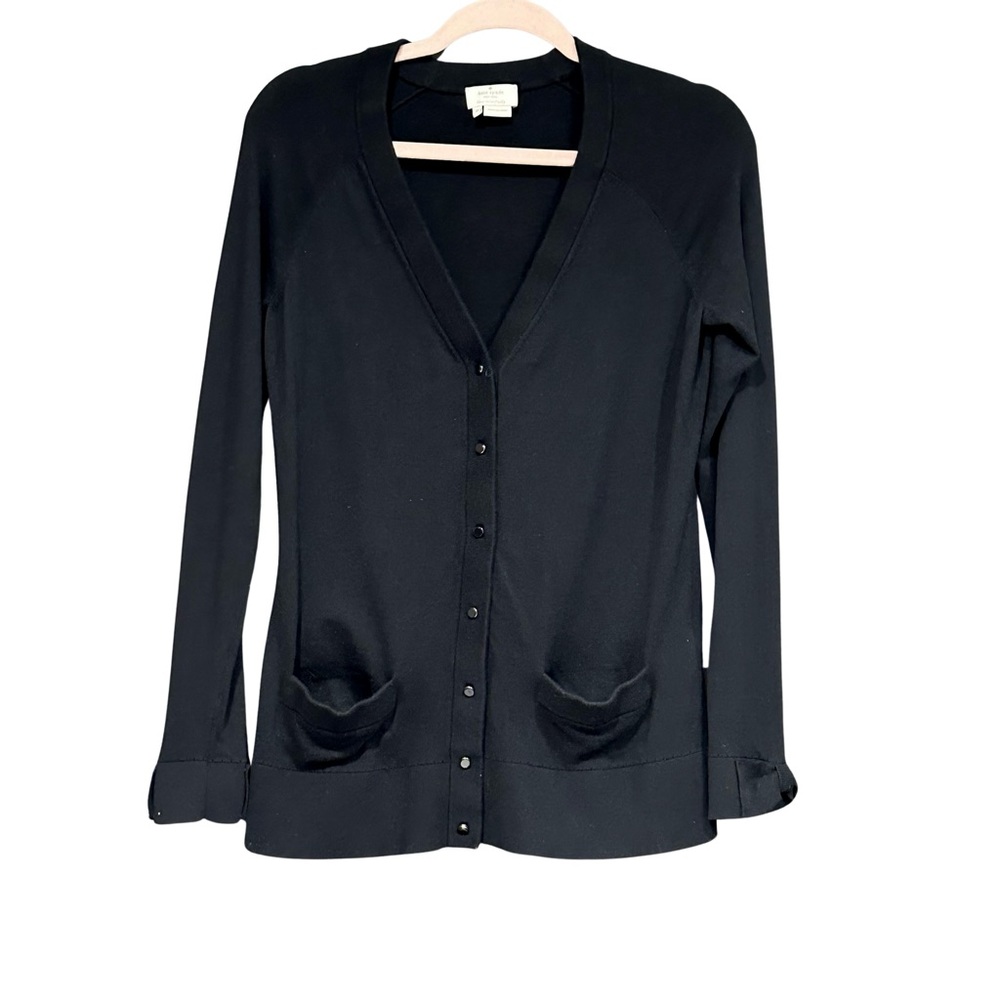 Kate Spade NY Black Cashmere Blend Knit Button Up Cardigan